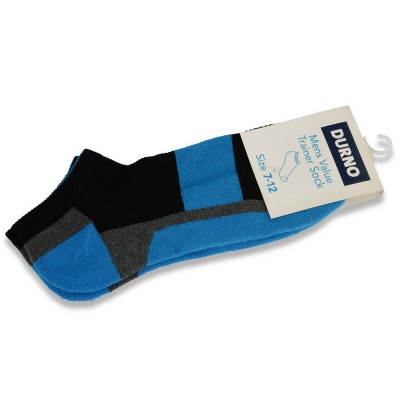 Sports Trainer Ankle Socks for Men - Blue, Black & Grey - Pair Size 7 - 12