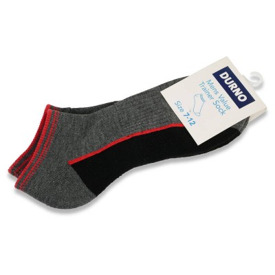 Sports Trainer Ankle Socks for Men - Grey, Black & Red  - Pair Size 7 - 12