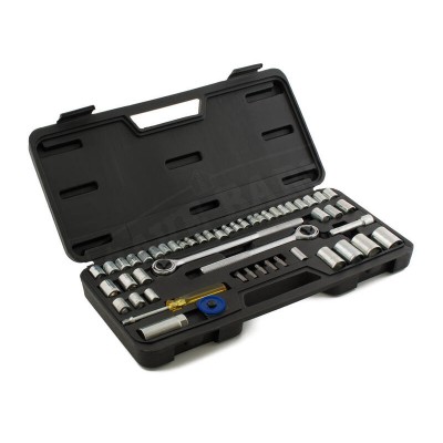 52pce Socket Wrench Tool Set & Case - Metric & SAE 1/2" 3/8" 1/4" Ratchet Drive