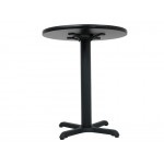 60cm Round Café Table - Double Sided Black / Mahogany Top - Cast Iron Base