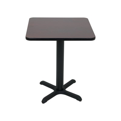 60cm Square Café Table - Double Sided Black / Mahogany Top - Cast Iron Base