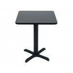 60cm Square Café Table - Double Sided Black / Mahogany Top - Cast Iron Base