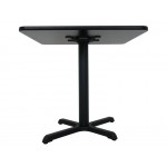 80cm Square Café Table - Double Sided Black / Mahogany Top - Cast Iron Base