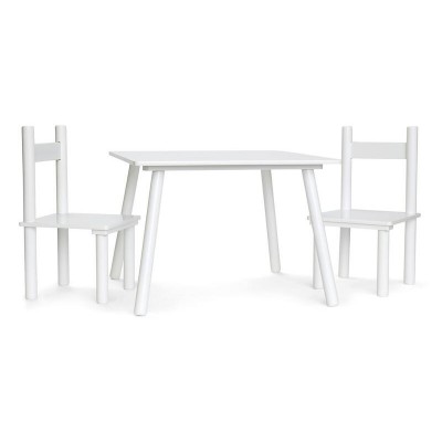 Kids Wooden Table & Chair Set - 3 Piece - White