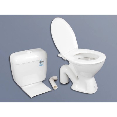 Symphony Connector Toilet Suite - S Trap, White | Pan, Seat & Cistern | STYLUS