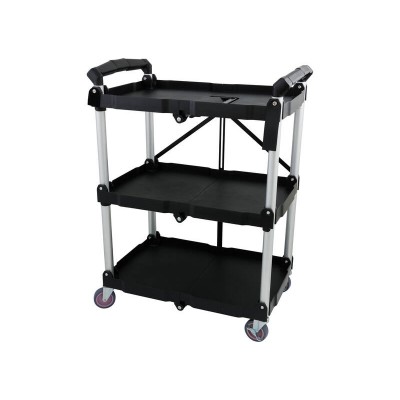 Folding Service Trolley Cart - 3 Tier - Mobile, Maneuverable & Easy to Store