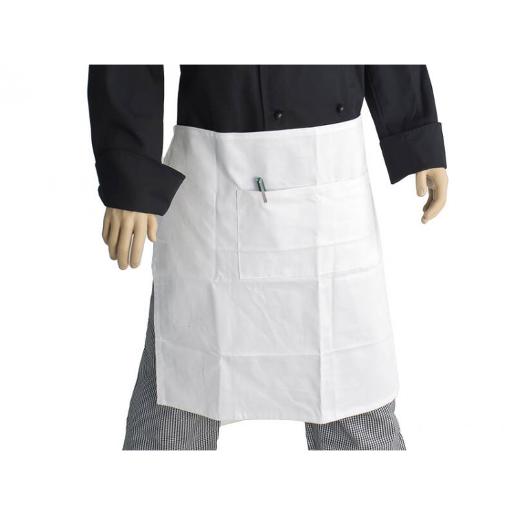 Chefs Waist Apron with Pocket - 59cm Long - White