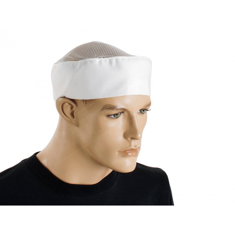 Euro Chefs Cap with Mesh Top - White M