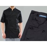 Chefs Jacket - Black Double Breasted Short Sleeve Jackets Kitchen Apparel - XS