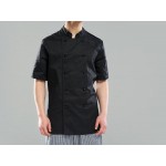 Chefs Jacket - Black Double Breasted Short Sleeve Jackets Kitchen Apparel - XS
