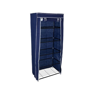 Portable Wardrobe Shelved Cupboard 172cm High - Blue