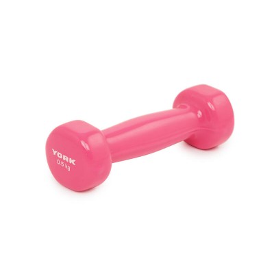 YORK 0.5kg Vinyl Dipped Dumbbell - Pink | Fitness Training Dumbbells & Weights