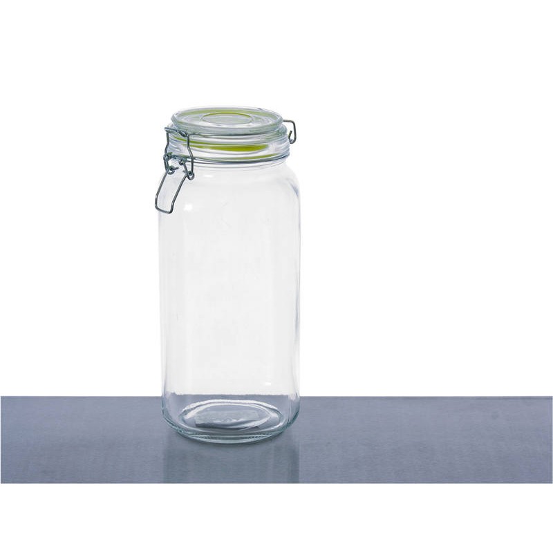 Download Square Glass Storage Jar Resealable Lid GREEN 2L
