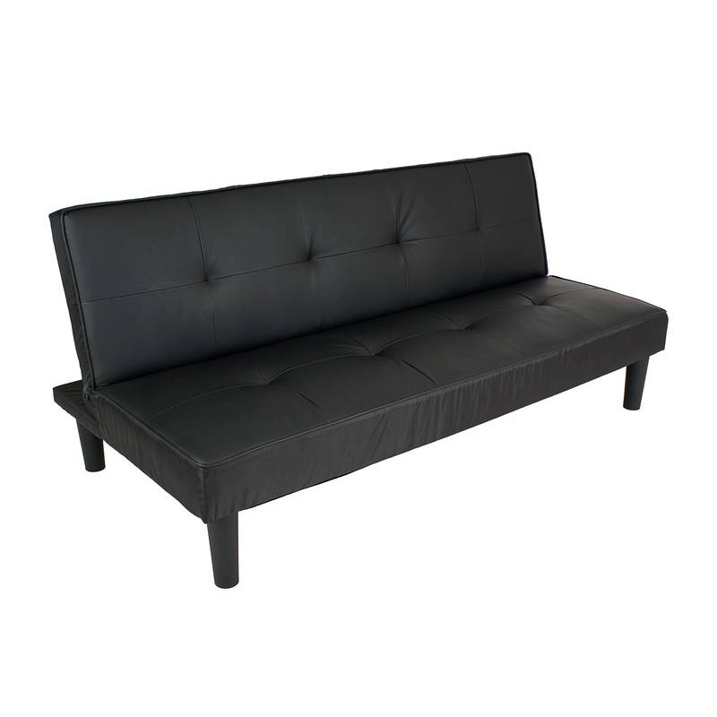 3 Seater Couch Foldout Sofa Bed, Black Leather Fold Out Sofa Bed